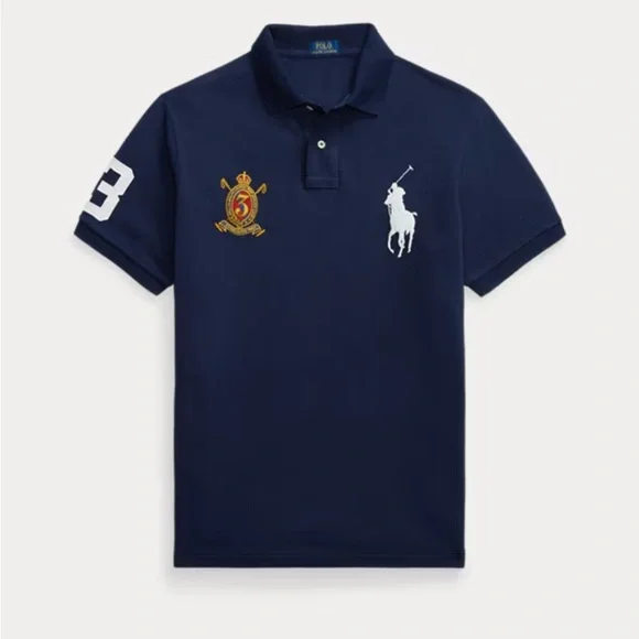 Ralph Lauren Dark Blue Polo with White and Gold Accents - Picture 1 of 3